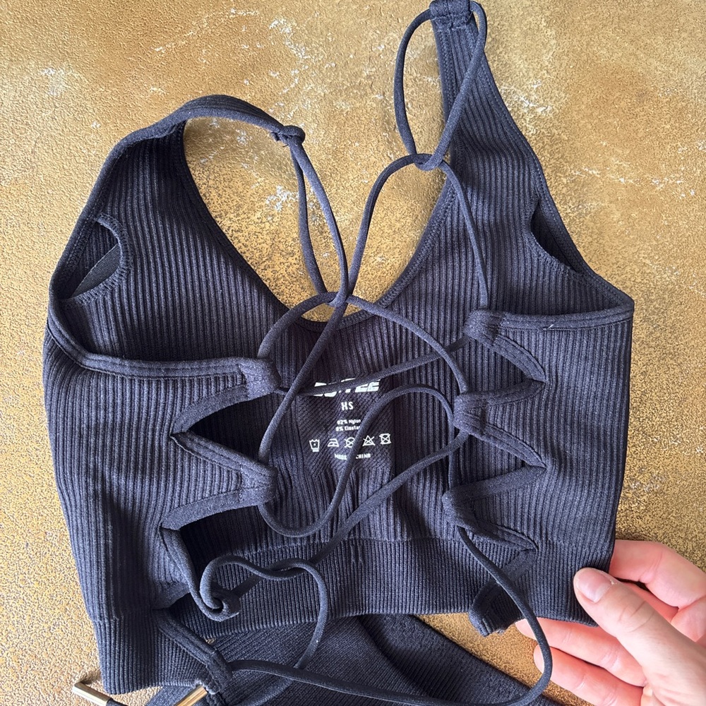 Bo+Tee Black Ribbed Workout Set - Picture 3 of 3